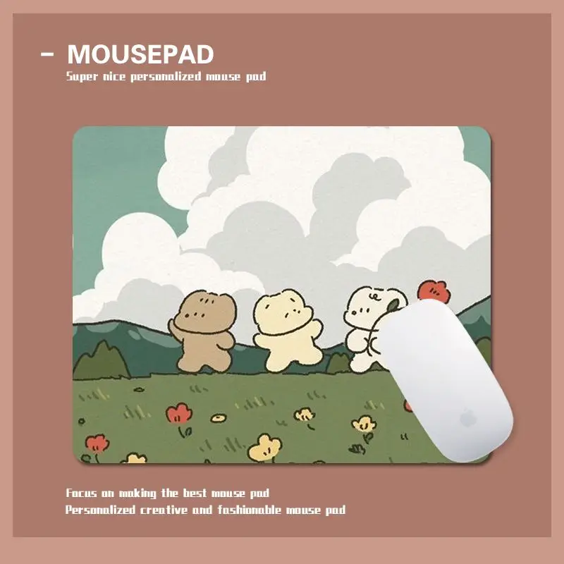 Mouse pad Aesthetic beauty healing Cat/Bear/Rabbit kawaii Simple cartoon 26x21cm Small mousepad