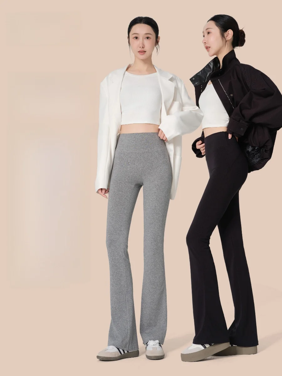 

Женские хлопковые леггинсы с высокой талией для йоги, повседневные свободные брюки, устойчивые к сминанию, утягивающие, из смесового хлопка и полиэстера