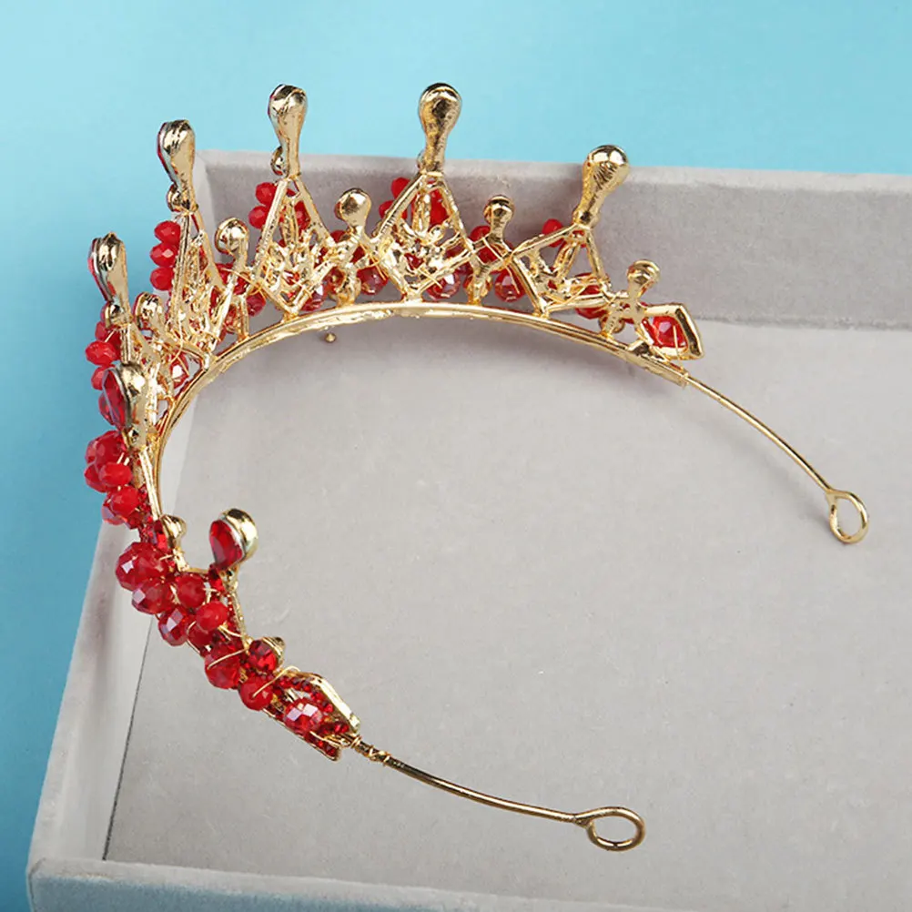 

1Pcs Elegant Crown Bridal Rhinestone Headpiece Sparkling Tiara for Wedding Birthday Event Costume Lightweight Comfortable Red