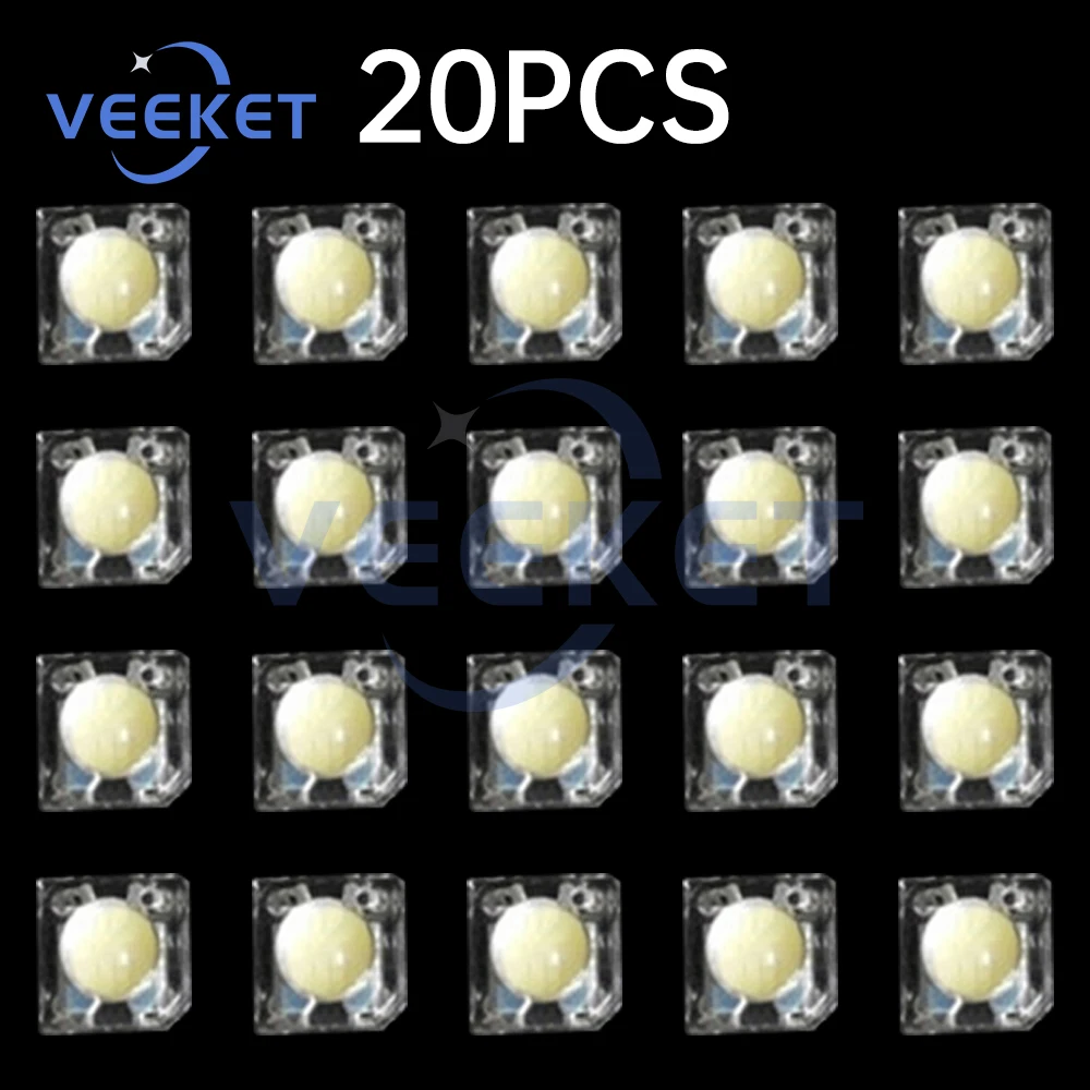 10PCS 1W Circular Light Beads 20PCS 5MM round Head Four-Legged Light Beads for DIY LED Lighting Projects