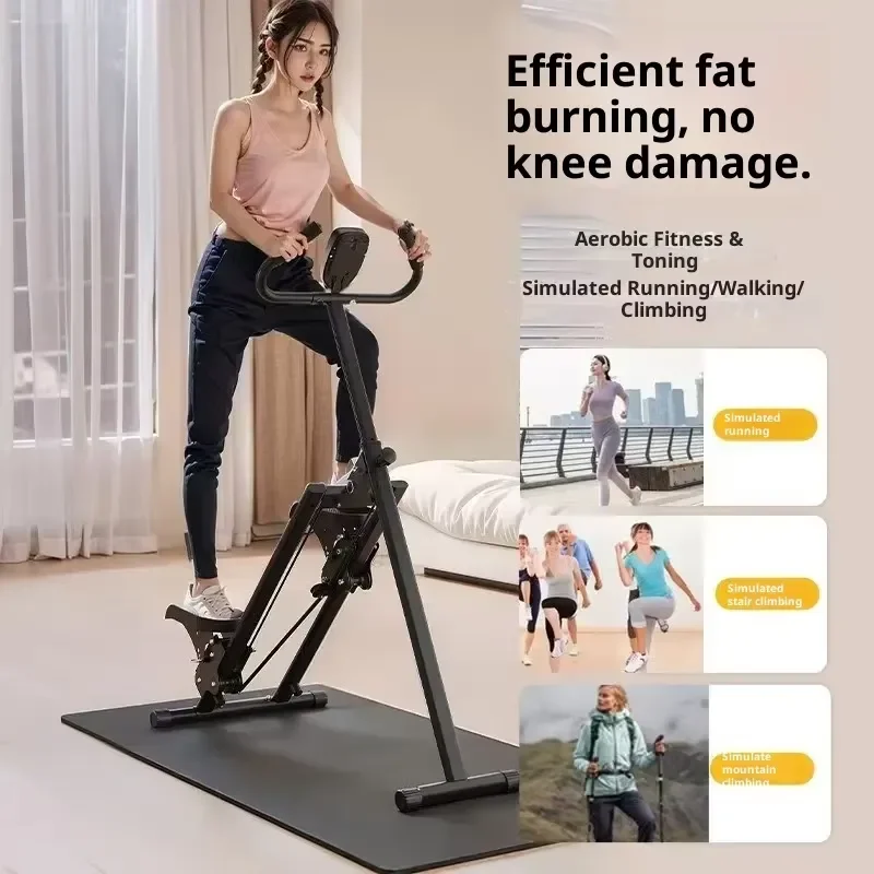 Multifunctional Foldable Stair Climber Cardio Machine Home Indoor Steel Fitness Equipment Rear Wheel Drive Black White