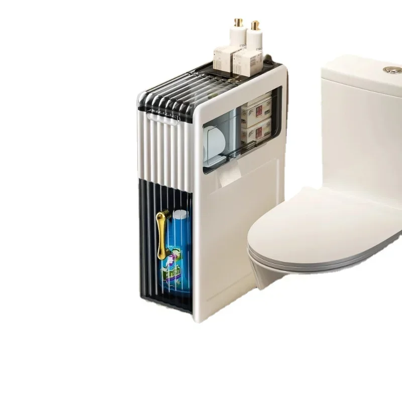 

Light Luxury Plastic Bathroom Storage Rack: Narrow Cabinet Floor Type Mobile Trolley Sink Storage Cabinet Efficient Organization