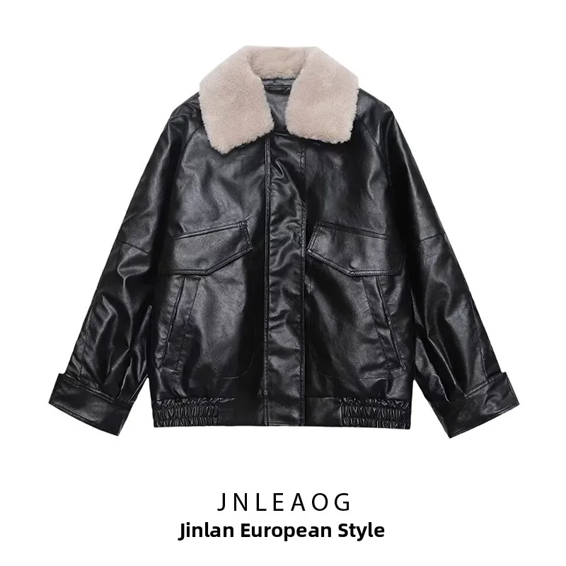

JNLEAOG Модная ветрозащитная верхняя одежда для женщин: осенняя новинка, стильный дизайн, премиальное качество, куртка из искусственной кожи