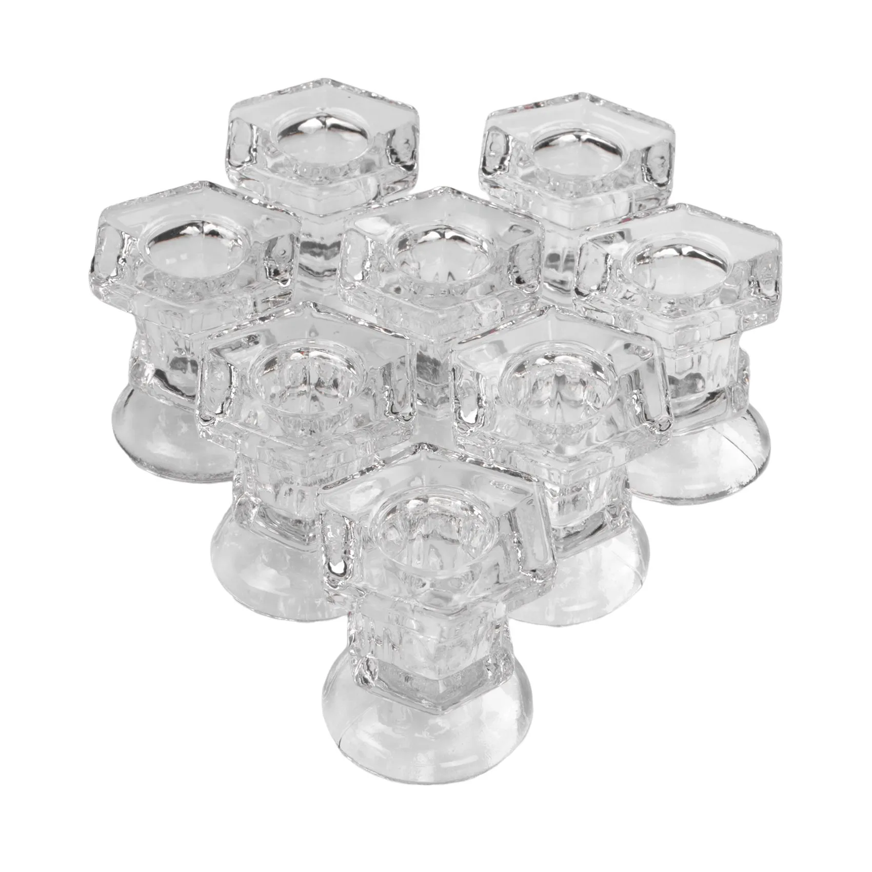 8Pcs Glass Candle Holders Wedding Candlestick Fine Transparent Crystal Glass Candle Stand Dining Home Decoration