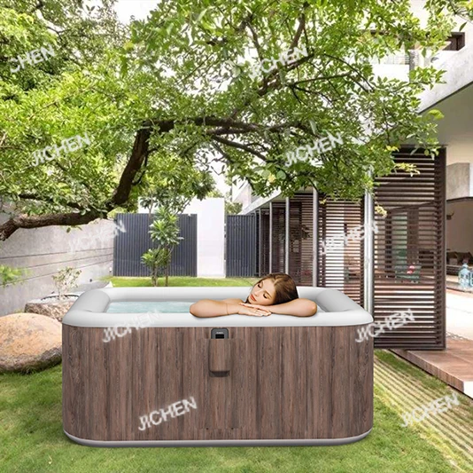 Jacuzzi Inflable de Lujo Cuadrado para 3 Personas, de PVC, Portátil, para Exteriores, con Accesorios, Depósito