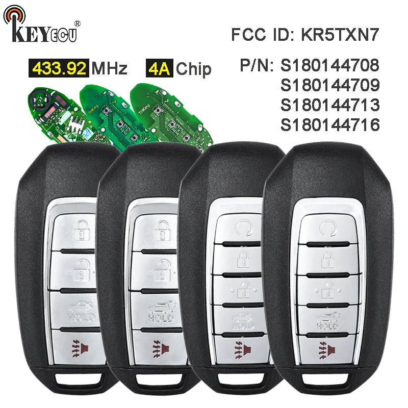 KEYECU 433.92MHz 4A Chip S180144708 S180144709 S180144713 S180144716 Smart Remote Key Fob for Infiniti Q50 Q60 QX60 2014-2022