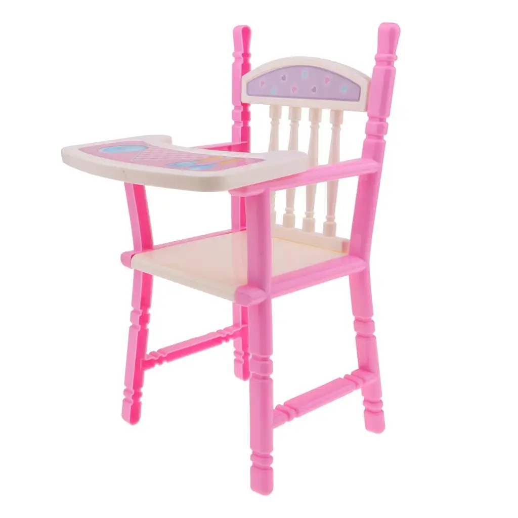 Silla alta rosa, modelo de silla de comedor para accesorios de muñecas Reborn Girl de 9-11 pulgadas