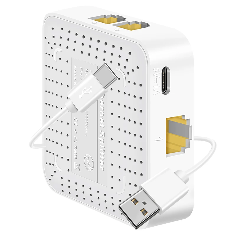 อะแดปเตอร์ตัวแยก Rj45อินเทอร์เน็ตกิกะบิตสายเคเบิลเครือข่ายอเนกประสงค์ความเร็วสูง1ถึง2 USB