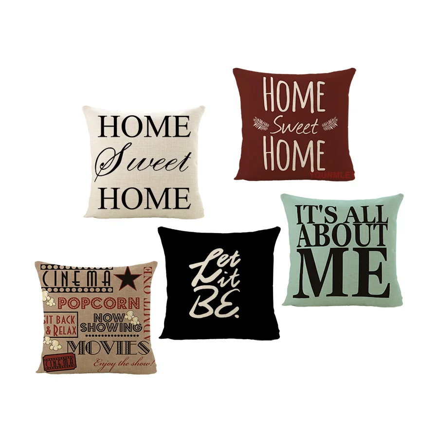 Popular Phrase Words Letters Printed Cozy Couch Cushion Cover Home Decorative Pillowcase 45x45cm Square Sofa/Bed Cushions Covers