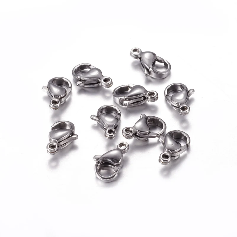 

100pcs 9/10/11/12/13/15/16/17/19mm 304 Stainless Steel Lobster Claw Clasps Hook DIY Jewelry Component Finding Supplies Making