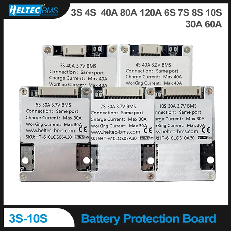 

Плата защиты литиевых аккумуляторов Heltec BMS 3S 4S 6S 7S 8S 10S 30A 60A 80A 120A Li-ion/LiFePO4 с балансировкой