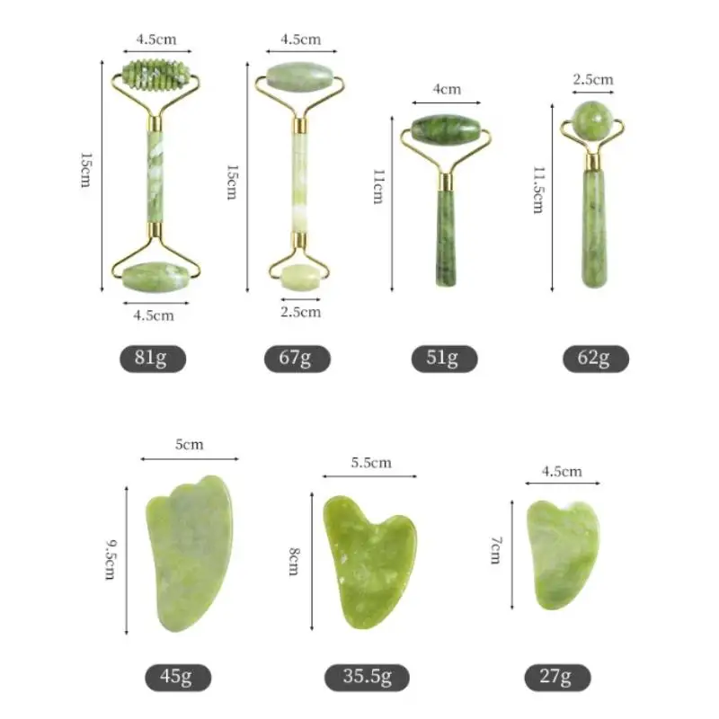 1/2 Stück Natürlicher Jade-Roller Gua Sha Stein-Massagegerät für Gesicht, Hals, Körper und Augenpflege Spa-Lifting-Tools – Detail 11
