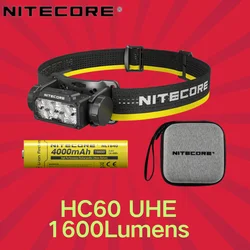 NITECORE HC60 UHE 1600 lumenów Maksymalna odległość wiązki 157 m USB-C Akumulatorowa latarka czołowa Wbudowana bateria 4000 mAh