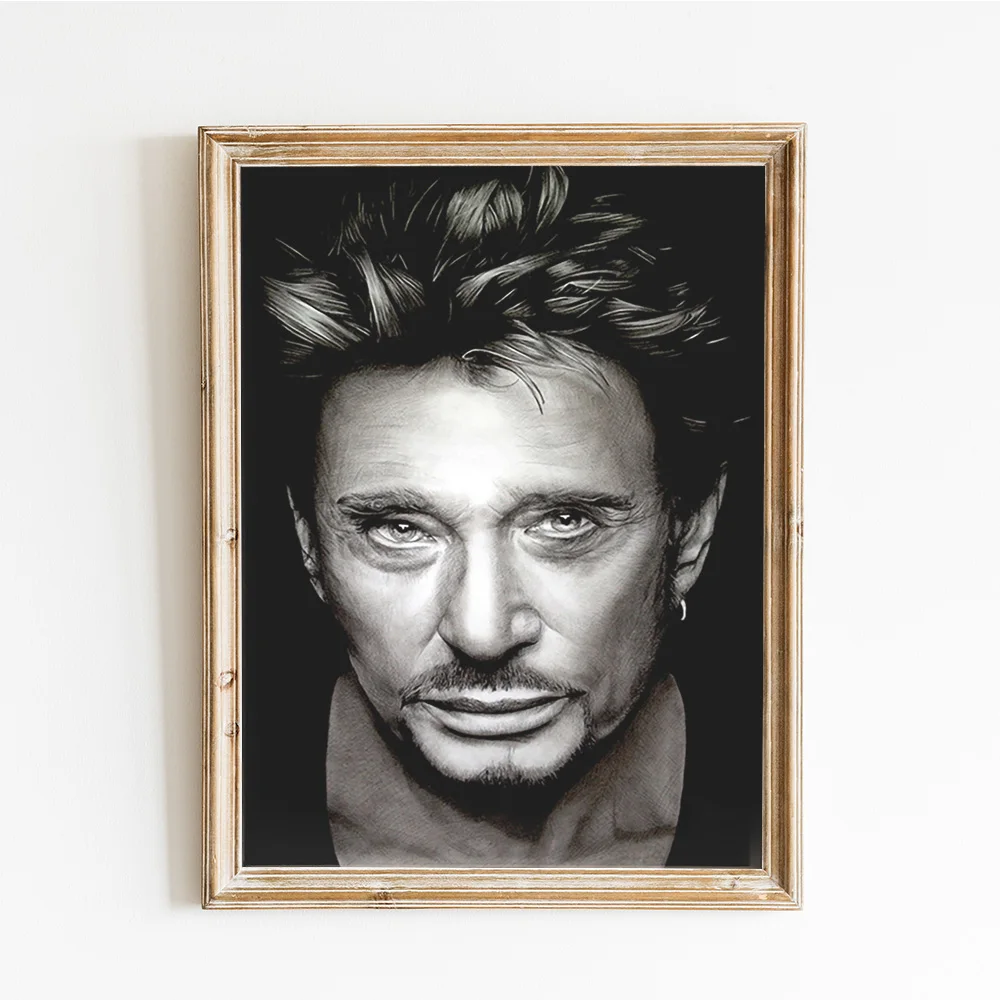 Johnny Hallyday Rock Music Band Singer Poster Guitarist Canvas Painting Fans Wall Art Print Picture Living Room Home Decor Gift