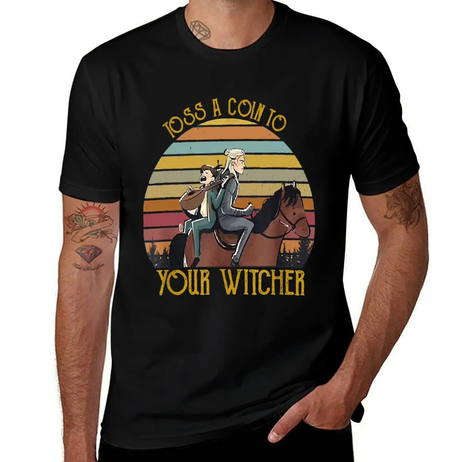 

Toss A Coin To Your Witcher Retro Vintage T-Shirt Short sleeve tee tshirts personalised cheap stuff heavyweight t shirts for men