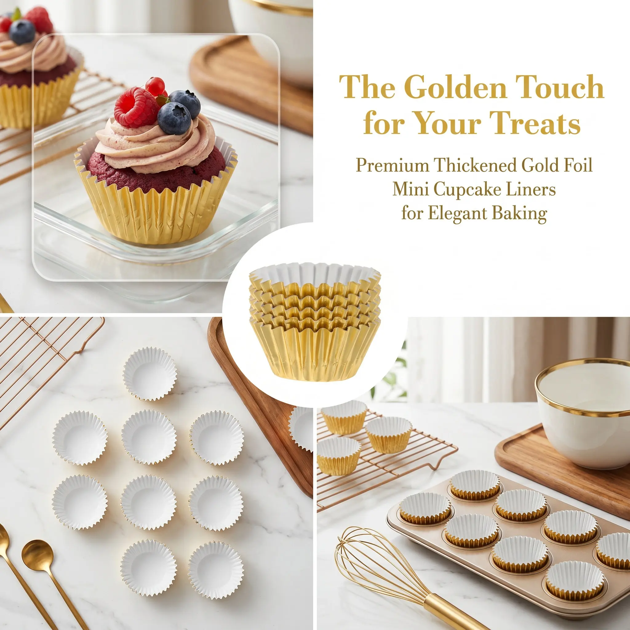 500Pcs Mini Aluminum Foil Cupcake Liners Thickened Paper Baking Cups Party Wedding Muffin Holders Cupcake Wrappers