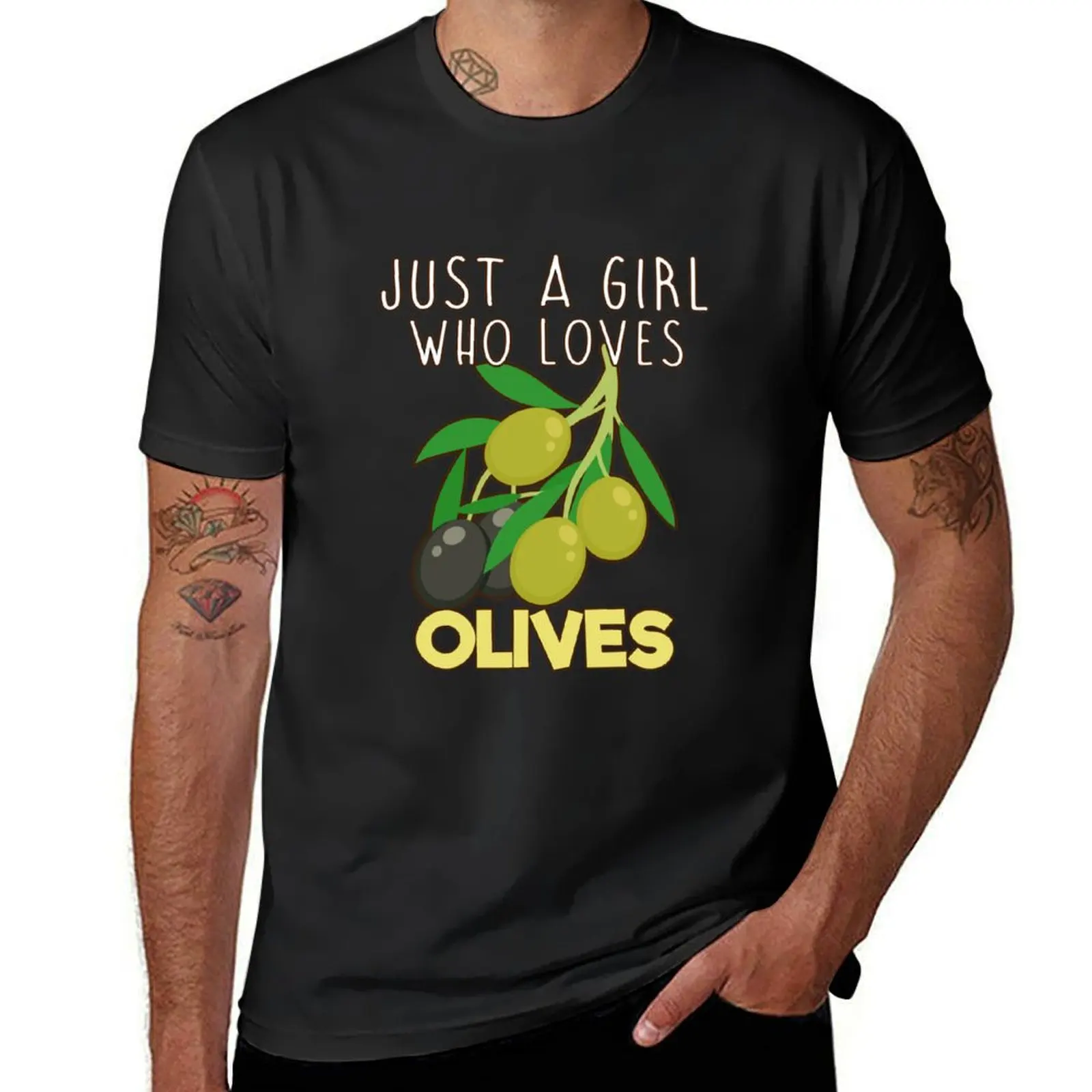 Just A Girl Who Loves Olives. T-Shirt boys animal print quick-drying quick drying korean fashion mens workout shirts