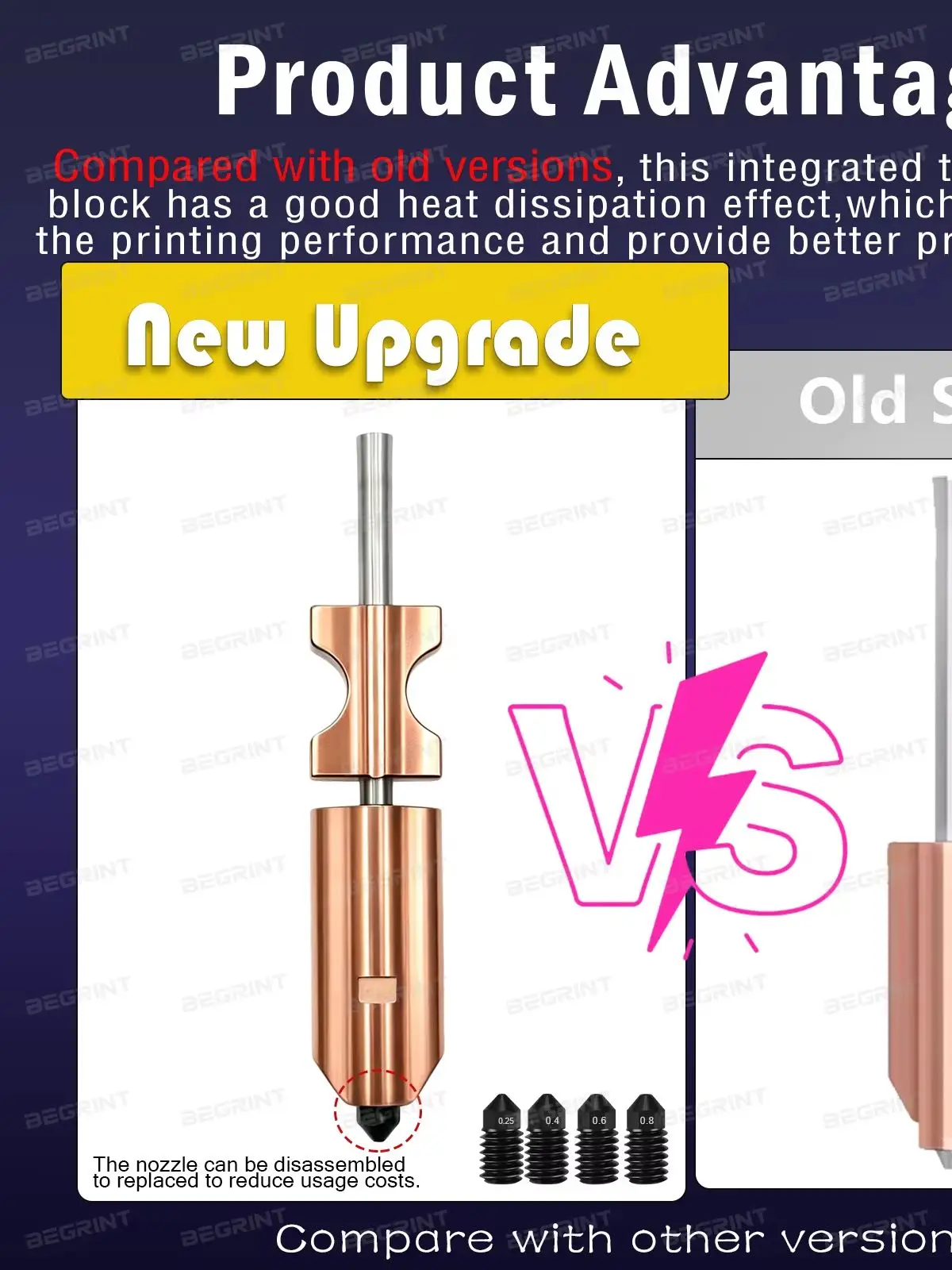 Zestaw dyszy hotendu Flashforge AD5X, zintegrowany moduł 450 ℃   Ulepszone części do dyszy z hartowanej stali o wysokim przepływie do Flashforge AD5X — zdjęcie produktu 7