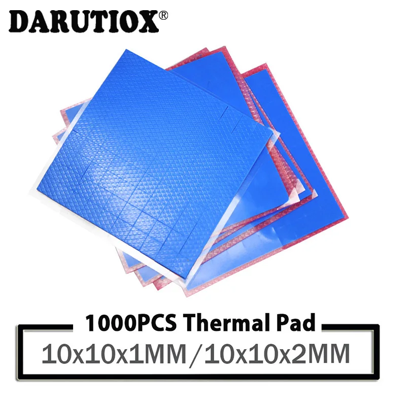 1000PCS Druatiox 10mm*10mm*1mm/2mm SMD DIP IC Chip Conductive Thermal Pad GPU CPU Heatsink Cooling Conductive Silicone Pad