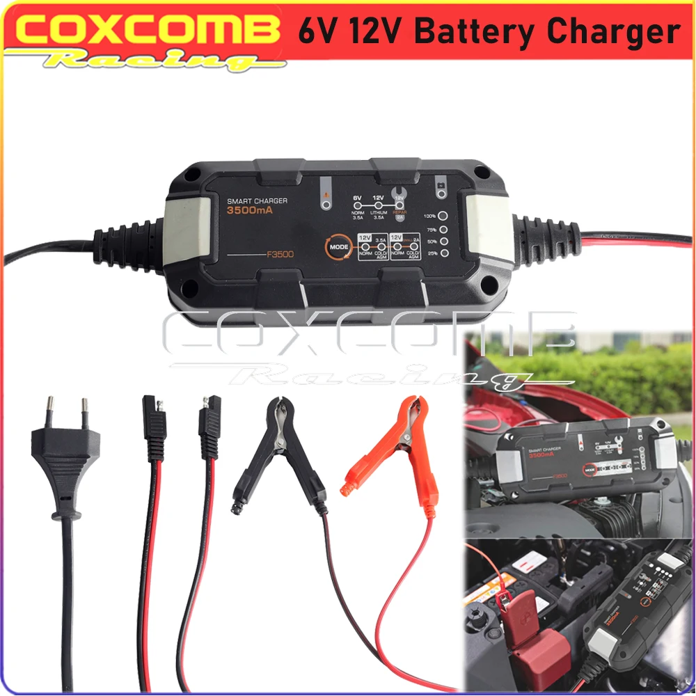 Small Car Steamship 3.5A Battery Maintainer Trickle Charger Universal Motorcycle Lawn Mower 6V 12V Automatic Batteries Charger