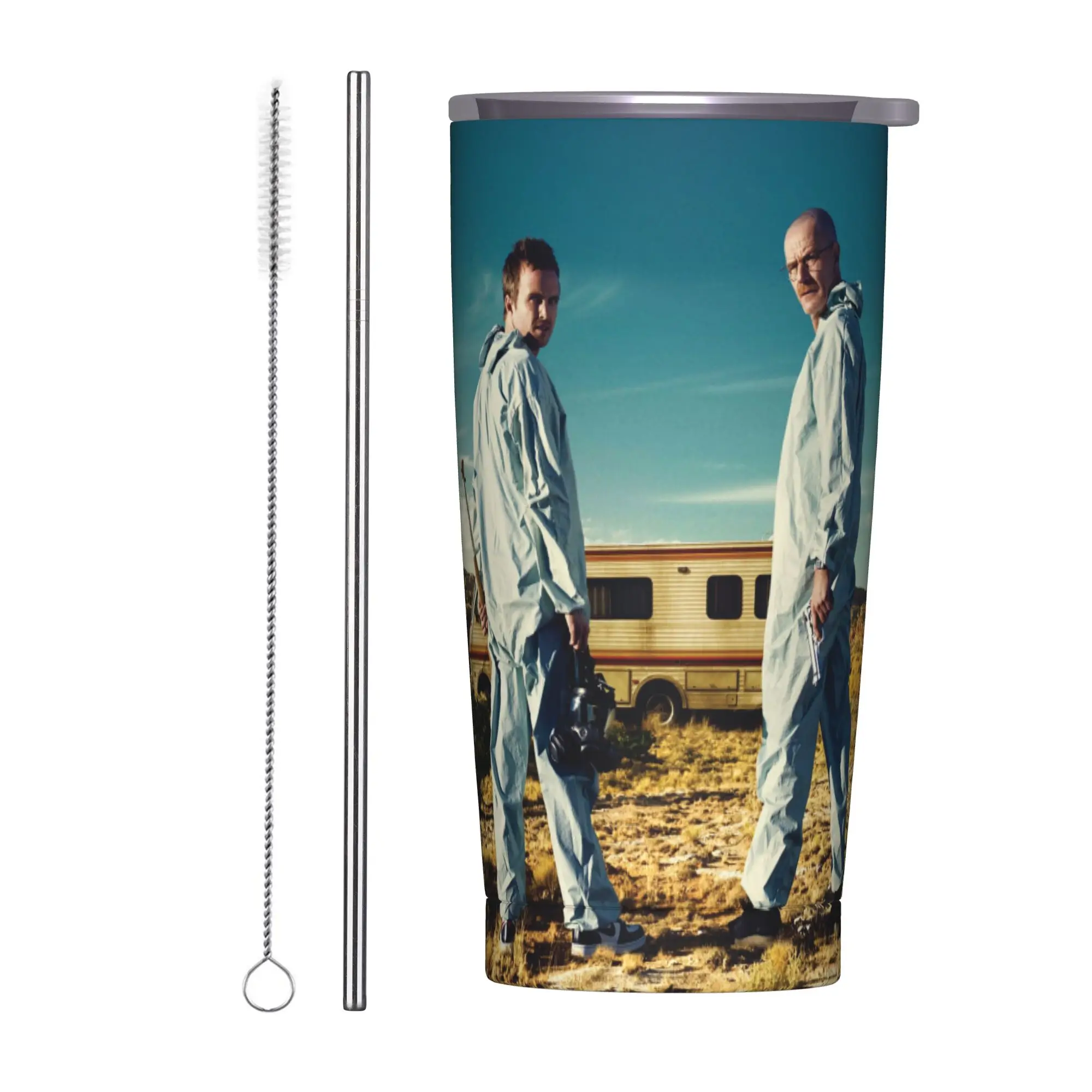 Breaking Bad Chemical Bus Insulated Tumbler with Lid Walter White Jesse Pinkman Vacuum Thermal Mug Outdoor Bottle Cups, 20oz