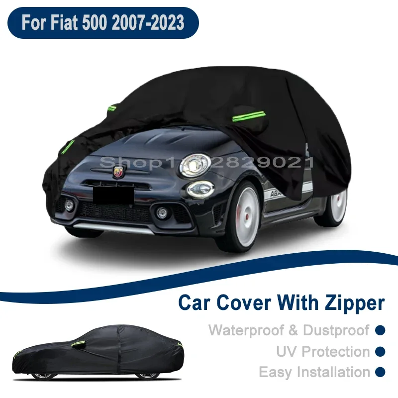 

Всесезонный чехол для автомобиля Fiat 500 500C 500E 2007-2023 - с боковой молнией, водонепроницаемый, пылезащитный, солнцезащитный