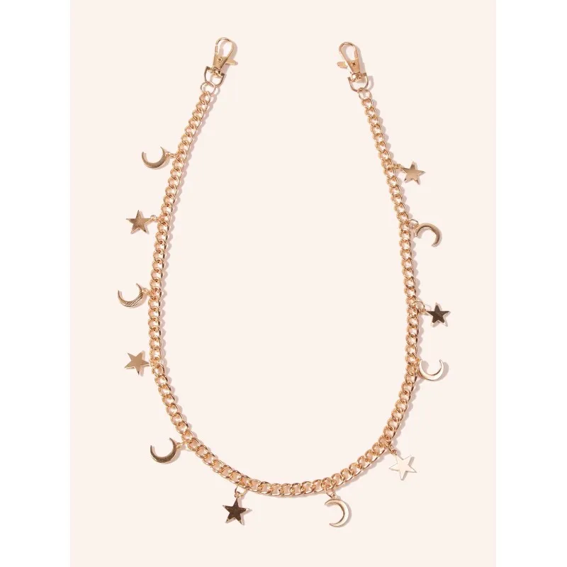 سلسلة سراويل معدنية جديدة للنساء - سلسلة سراويل هيب هوب رقيقة داكنة ورائعة وأنيقة - خصر عالي التحمل على طراز الشارع