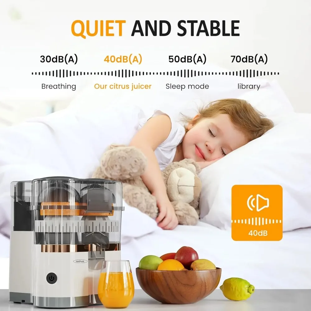 Electric Citrus Juicer Machine - Dual Head, Built-in Cutter & Brush, One-Touch Operation, Portable Lemon Press for Home