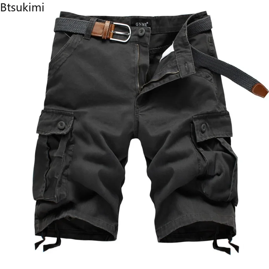 2025 Men's Military Tactical Cargo Shorts Multi-pockets Casual Loose Cotton Short Straight Pants Men Outdoor Sweatpant Oversized