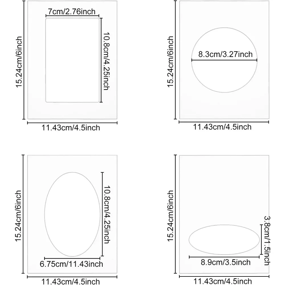 Dossiers de gaufrage en plastique à cadre rectangulaire, ensemble de diffuseurs de gaufrage en acrylique transparent pour carte exécutif, scrapbooking, 4 pièces, 6x4.5 pouces