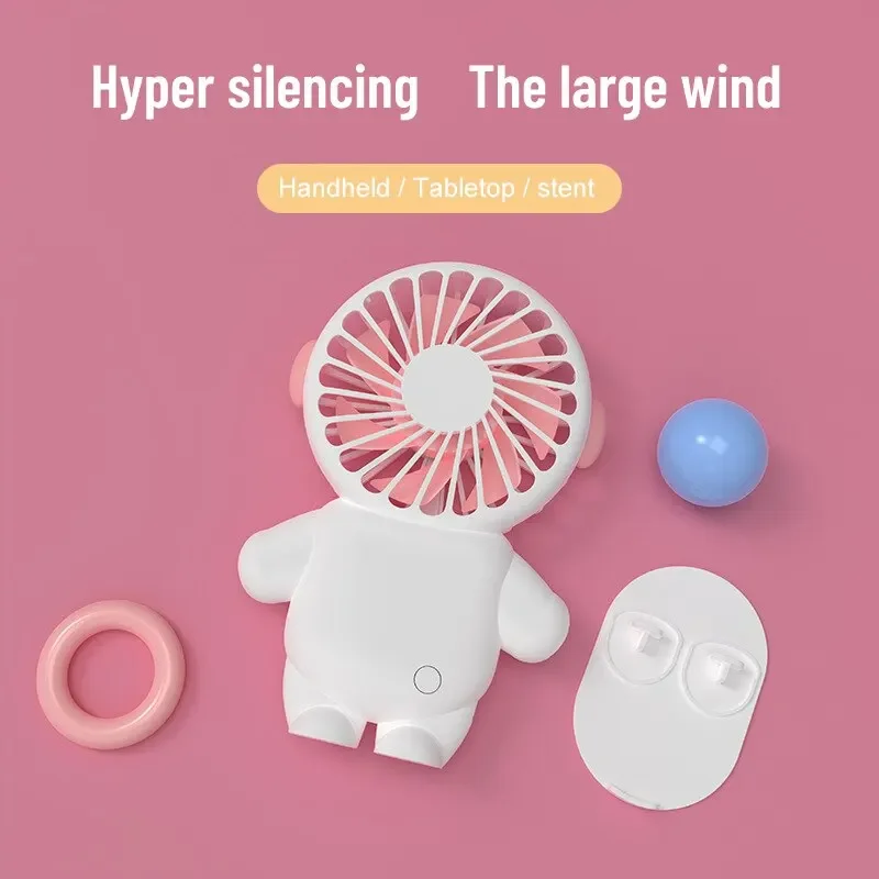 Portable Fan Mini USB Charging Small Fan Portable Pink Blue Astronaut Mini Fan With Charger Summer Gift