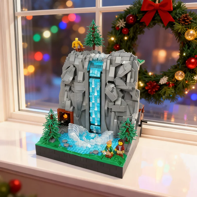 2381pcs MOC BrickLink Designer Program Working Waterfall Model Toys Building Blocks Architecture Christmas Gift Assemble Brick