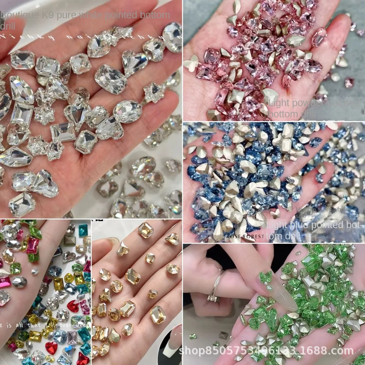100Pcs Mixed Irregular Sparkling Nail Gems - Heart Octagon Pointed Rhinestones, Crystal Nail Art Decor for Glamorous Manicures