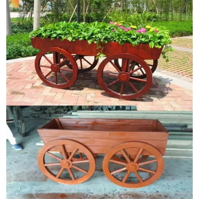 رف عائم من الخشب الصلب حامل زهور وعاء زهور عربة عرض صلبة حامل نباتي حديقة خشبية مربعة صندوق حامل زهور خشبي #2