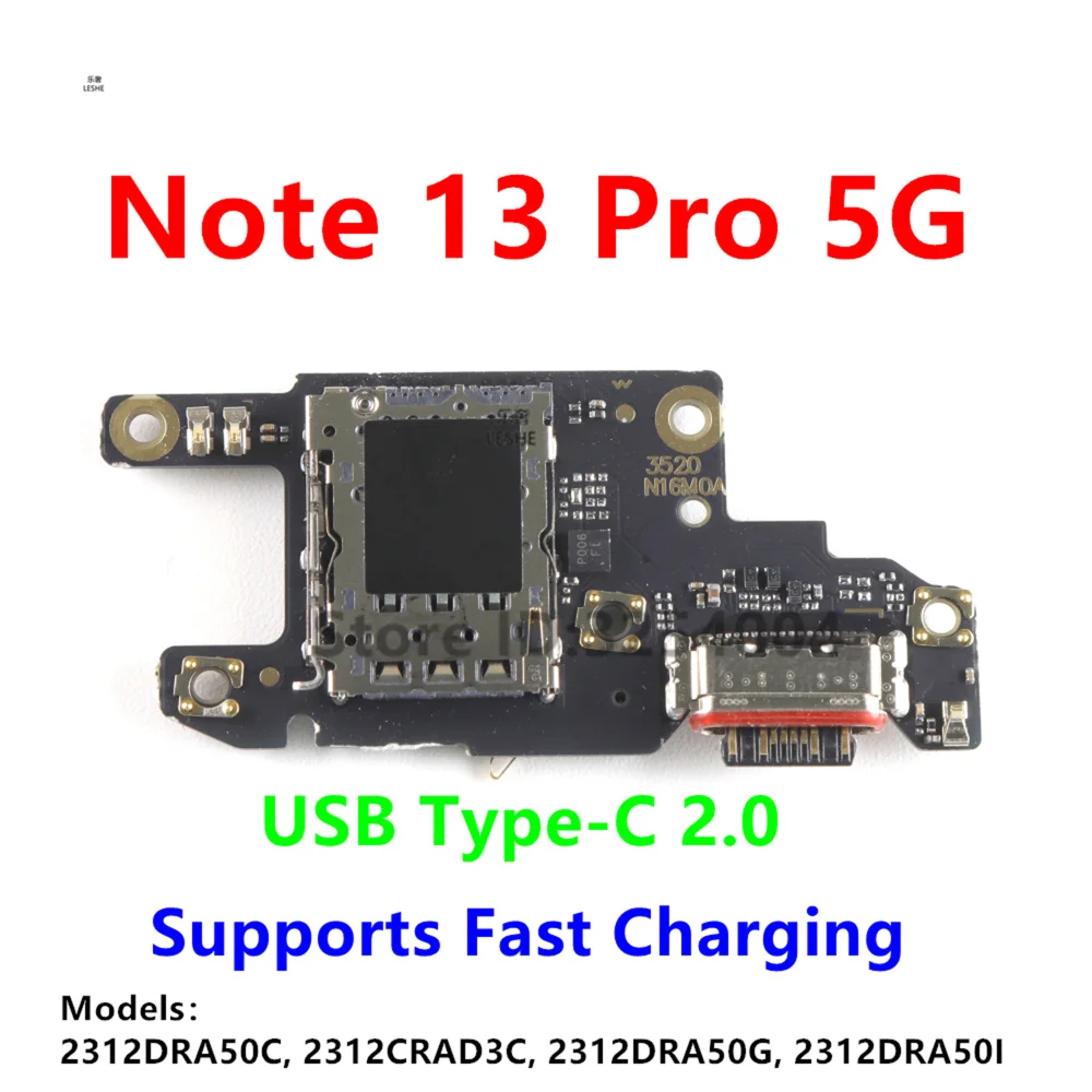

USB Port Charger Dock Plug Connector Charging Board FLex Cable Mic Microphone Board For Xiaomi Redmi Note 13 Pro 5G 2312DRA50G