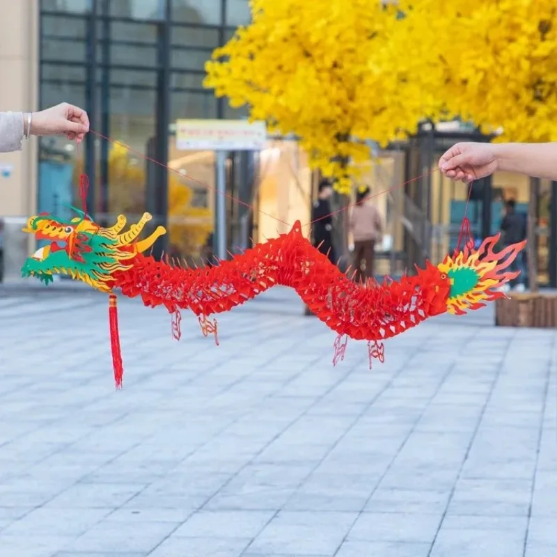 2024 Spring Festival Dragon Year New Year Decor Mall Plastic Paper Lantern Drawing Flower Chinese Dragon Dance Mascot Pendant