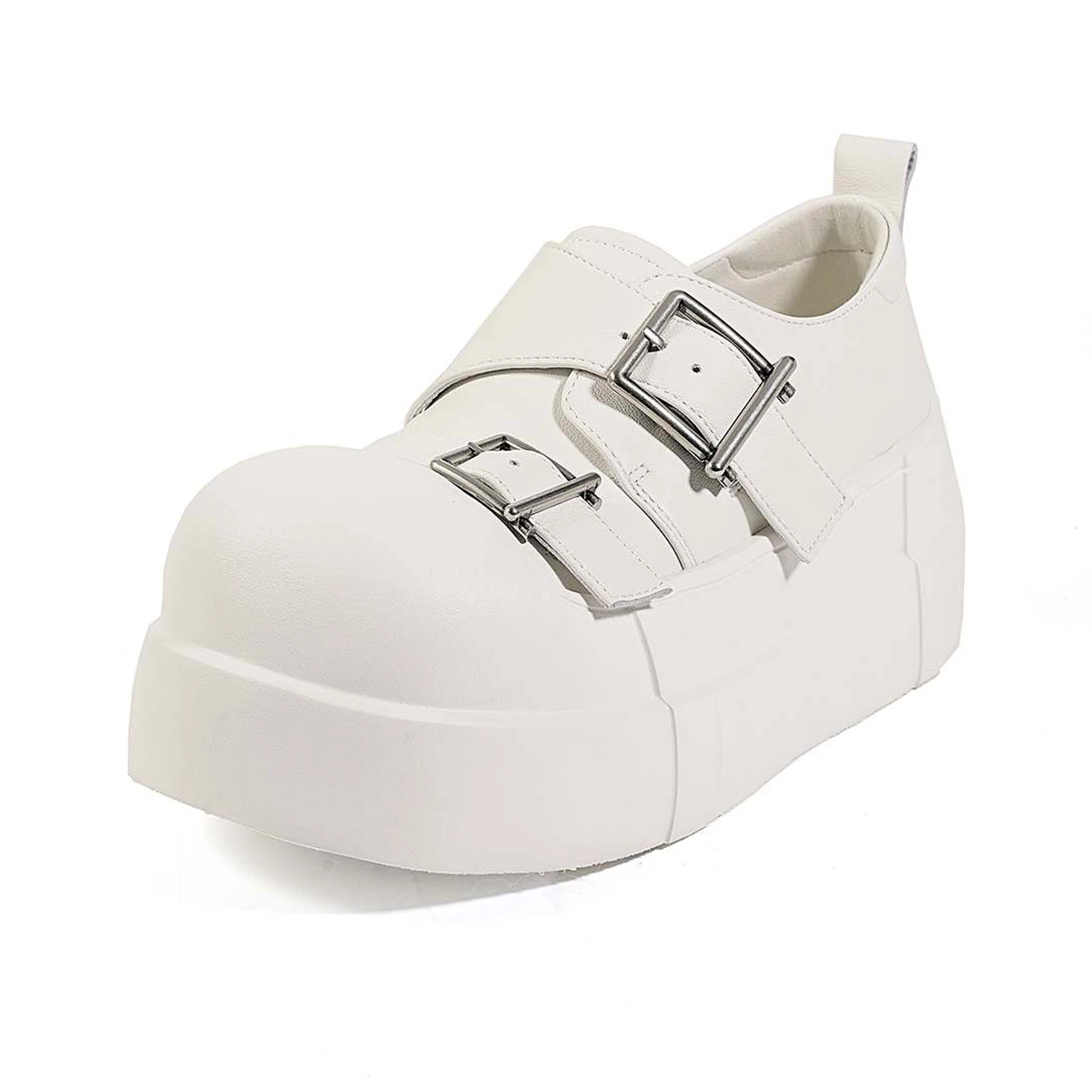 Split Leather Round Toe Thick Bottom Spring Autumn Shoes Fashion Sneakers Platform Casual Preppy Style Women Vulcanized Shoes