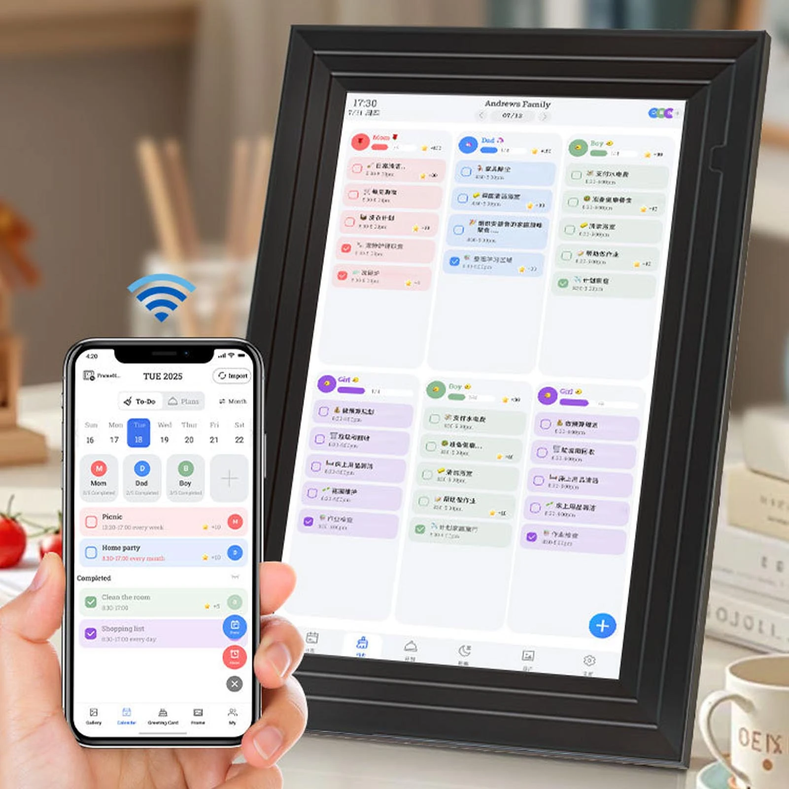 

10.inch WiFi Smart Digital Calendar Touch Screen Electronic Calendar Interactive Smart Family Planner Digital Picture Frame APP