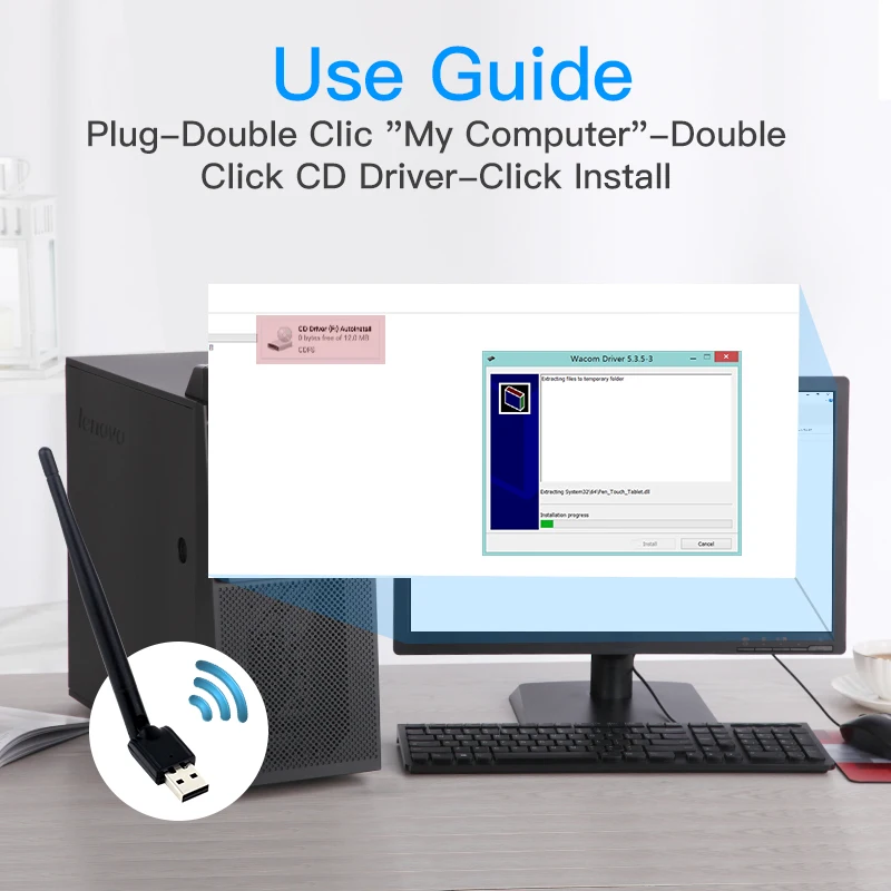 150Mbps USB WiFi Adapter 2.4G Wireless Network Card Mini USB WiFi Adapter LAN system supports Windows 7/8/10/11