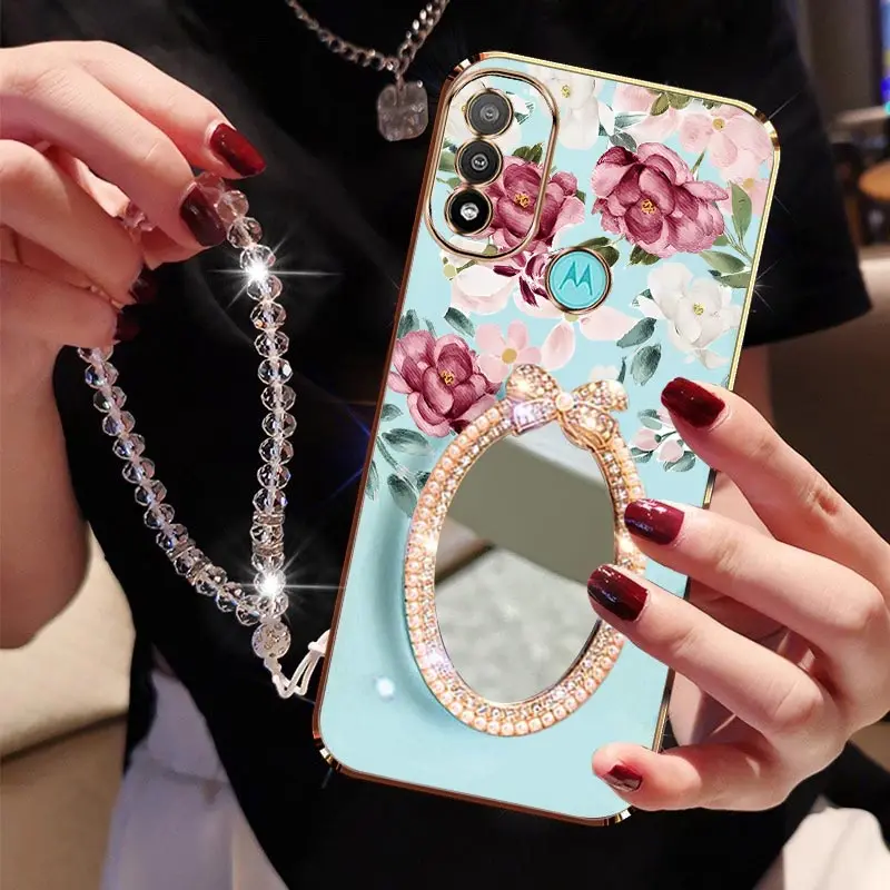 

E 20, чехол для телефона с ослепительным цветочным браслетом для Motorola E22 E13 E7Plus E32 E20 E7 E7Power E22i E6S EDGE 20 EDGE 30, чехол