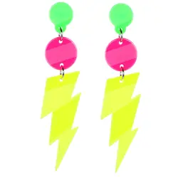 2 80s 90s neon earrings Ladies Neon earrings Hollow Lightning earrings Colored Drop earrings Neon accessories for 80s clothing