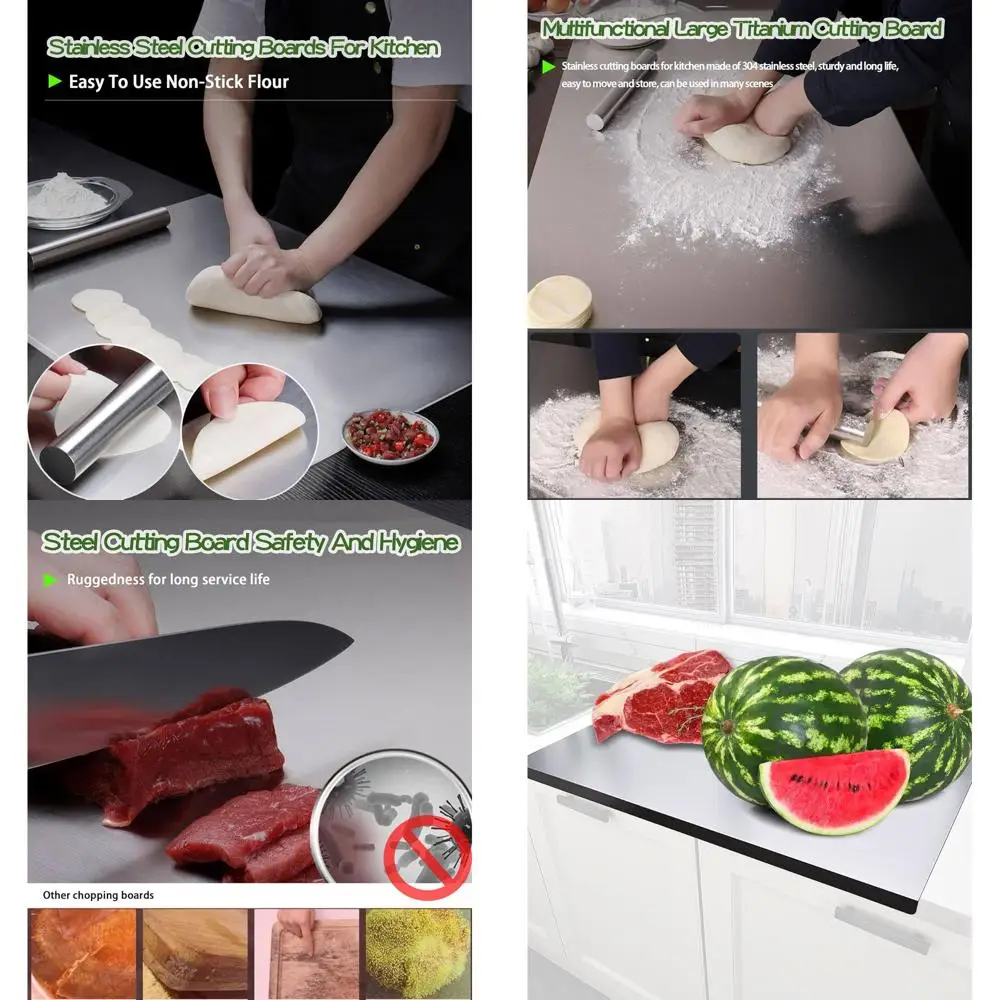 

Extra-Large Kitchen Stainless Steel Chopping Board - Ideal for Meat, Fruits, Vegetables, and Bread (27.5x19.7 inches)