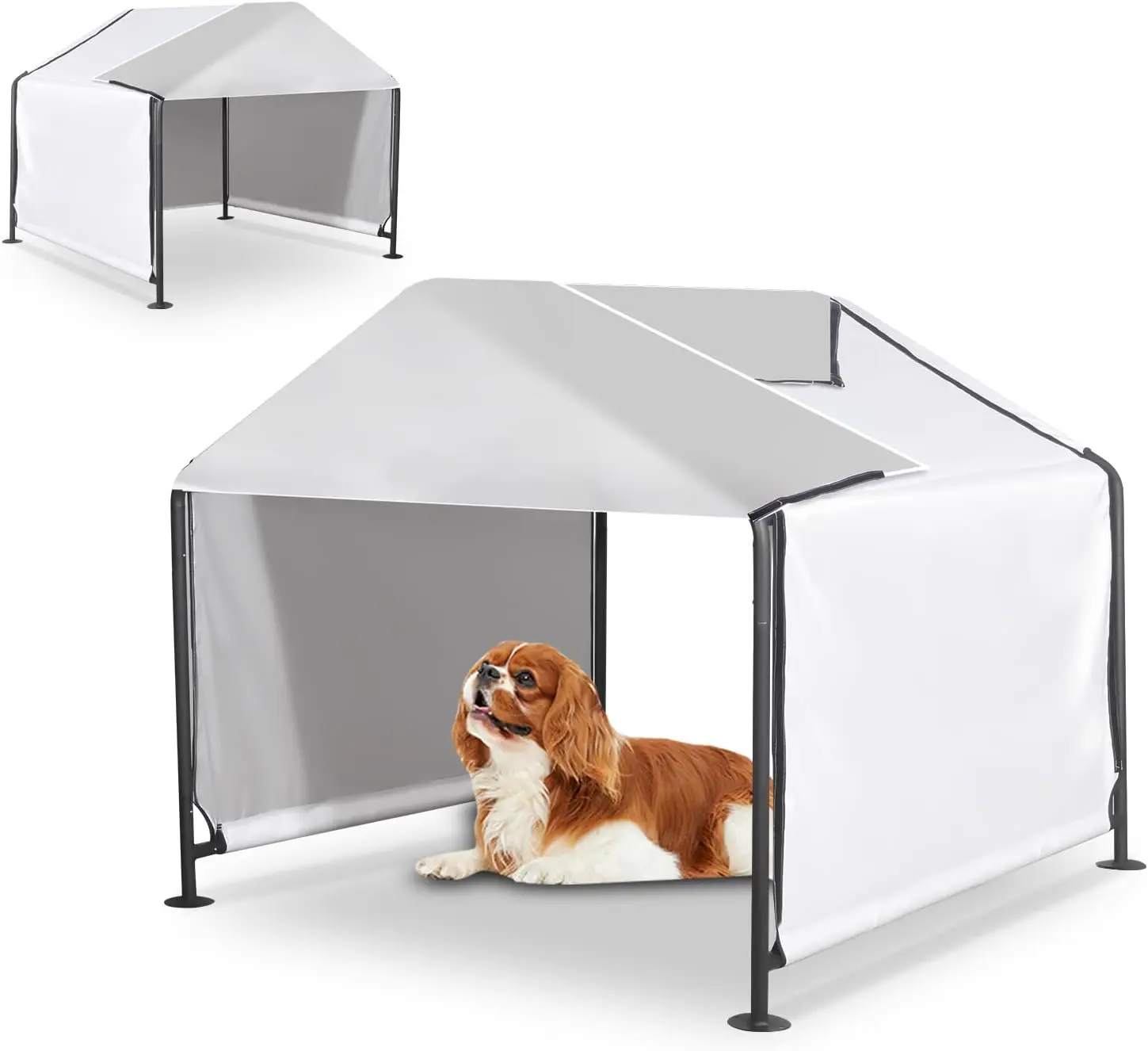 Refugio de sombra para perro, casa para exteriores con puerta mejorada, tienda impermeable para perros grandes, medianos y pequeños, gatos y animales pequeños