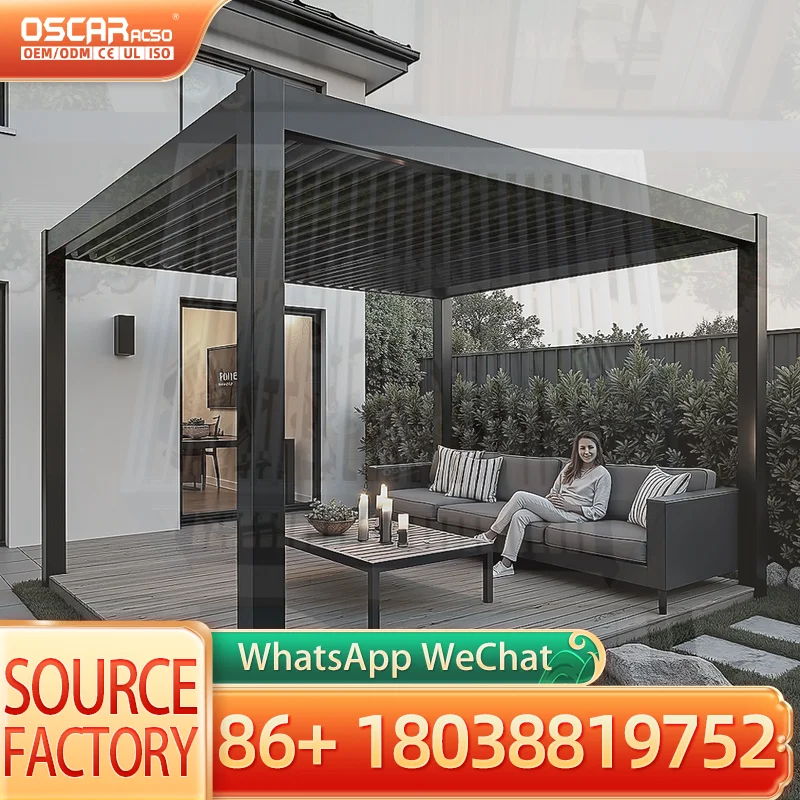 Outdoor Aluminum Alloy Electric Pergola for Garden Terrace Balcony with Cooling Function and Openair Design pergola