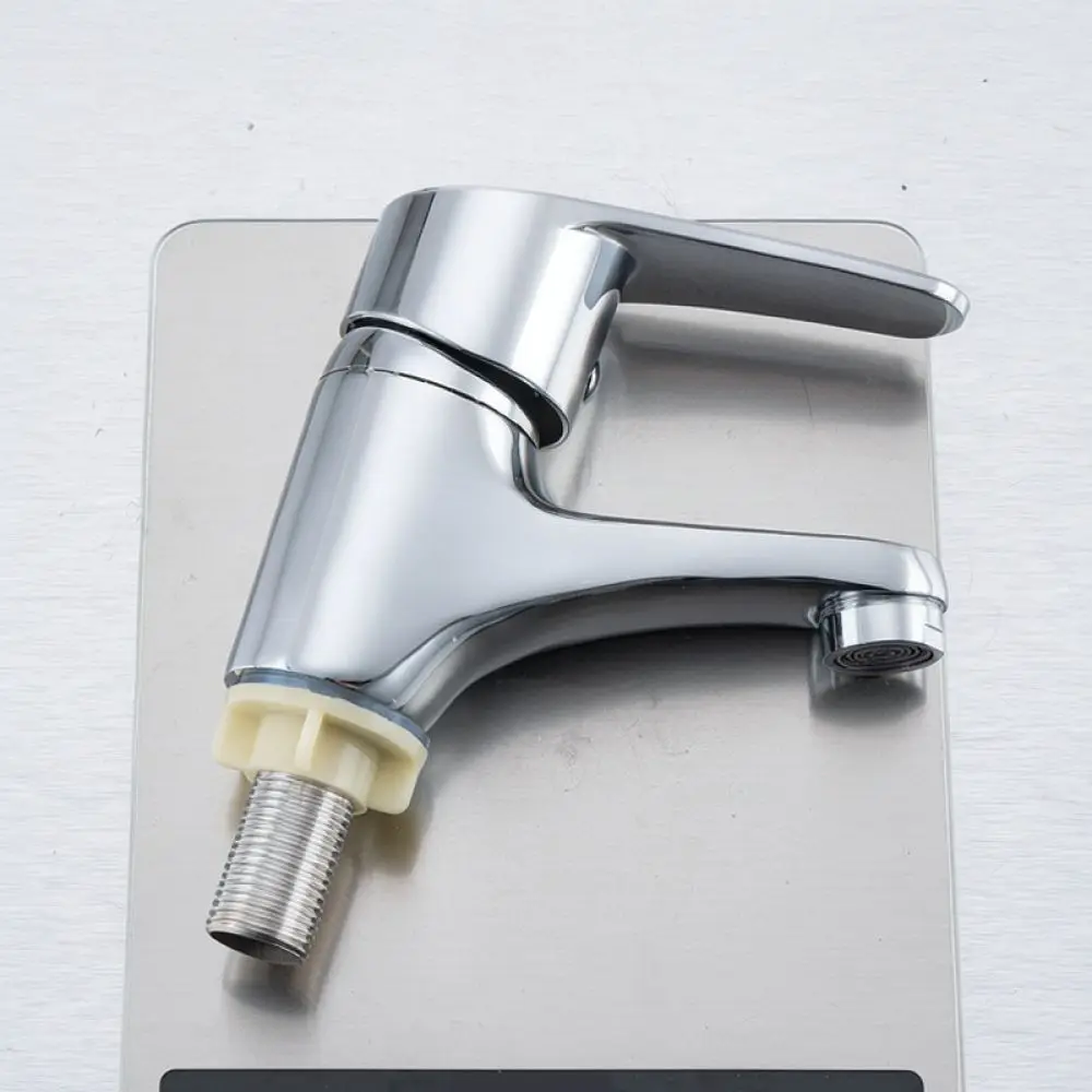 Single Cold Water Basin Faucet Alloy Sink Tap Quick Open Design Modern Bathroom Fixture For Engineering Project Public Use