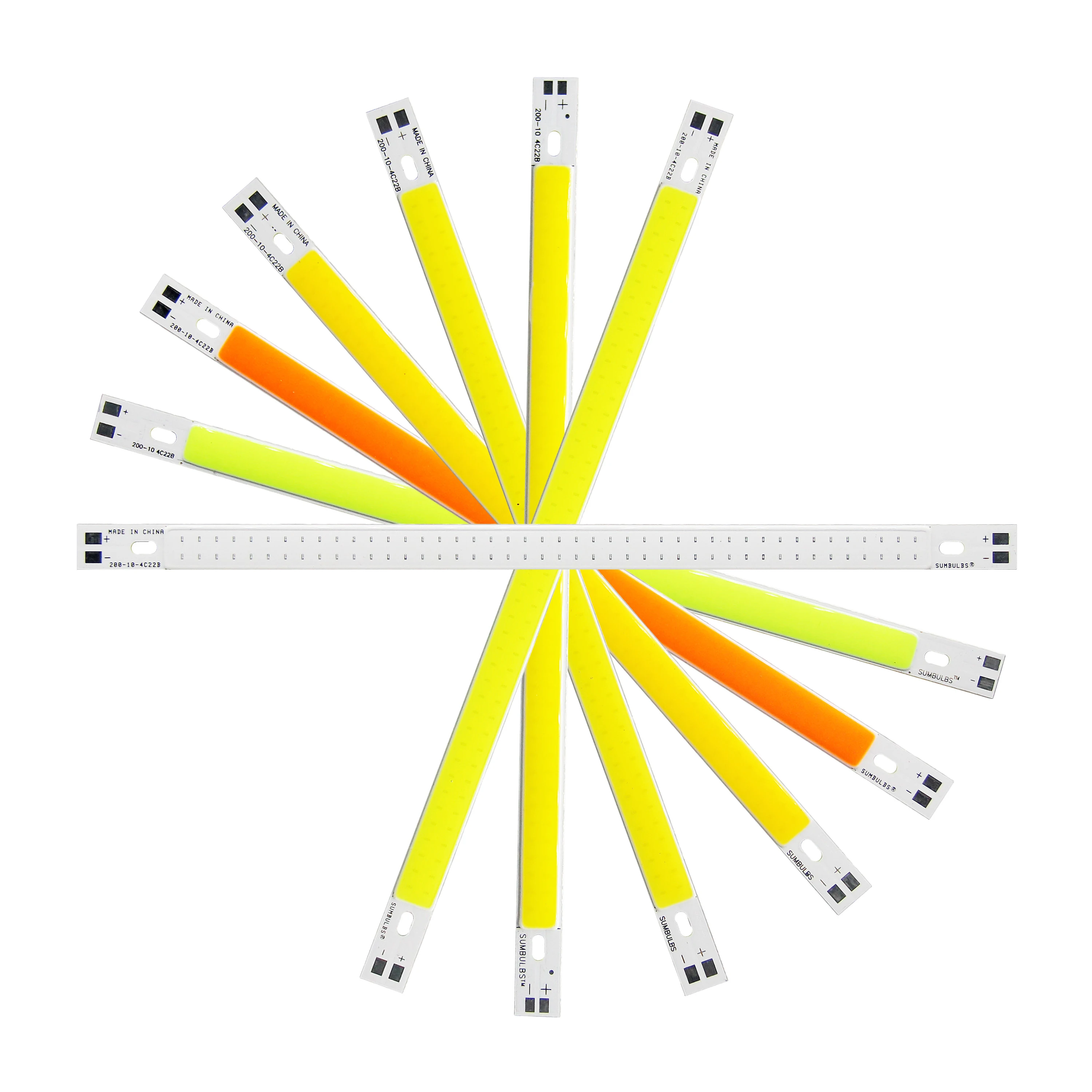 

10pcs/Lot DC12V Input 200x10mm LED Strip Bar Lights Source 10W Lamp 7 Colors Available 200mm Length COB Bulb Chip for Car