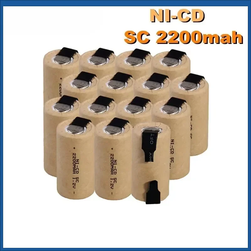 For Screwdriver Electric Drill SC Batteries 1.2V 2200mAh Sub C Ni-Cd Rechargeable Battey with Tab Power Tool NiCd SUBC Cells