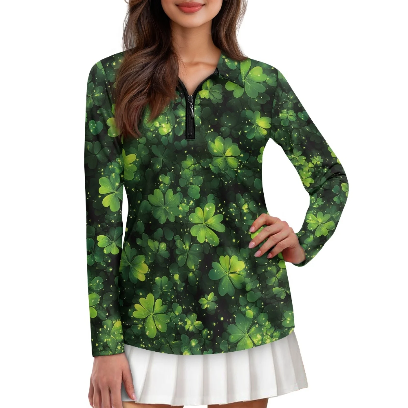 PENSTROLL Green Clover Theme Womens Soft Golf Tops Lightweight Athletic Outfits for Shopping