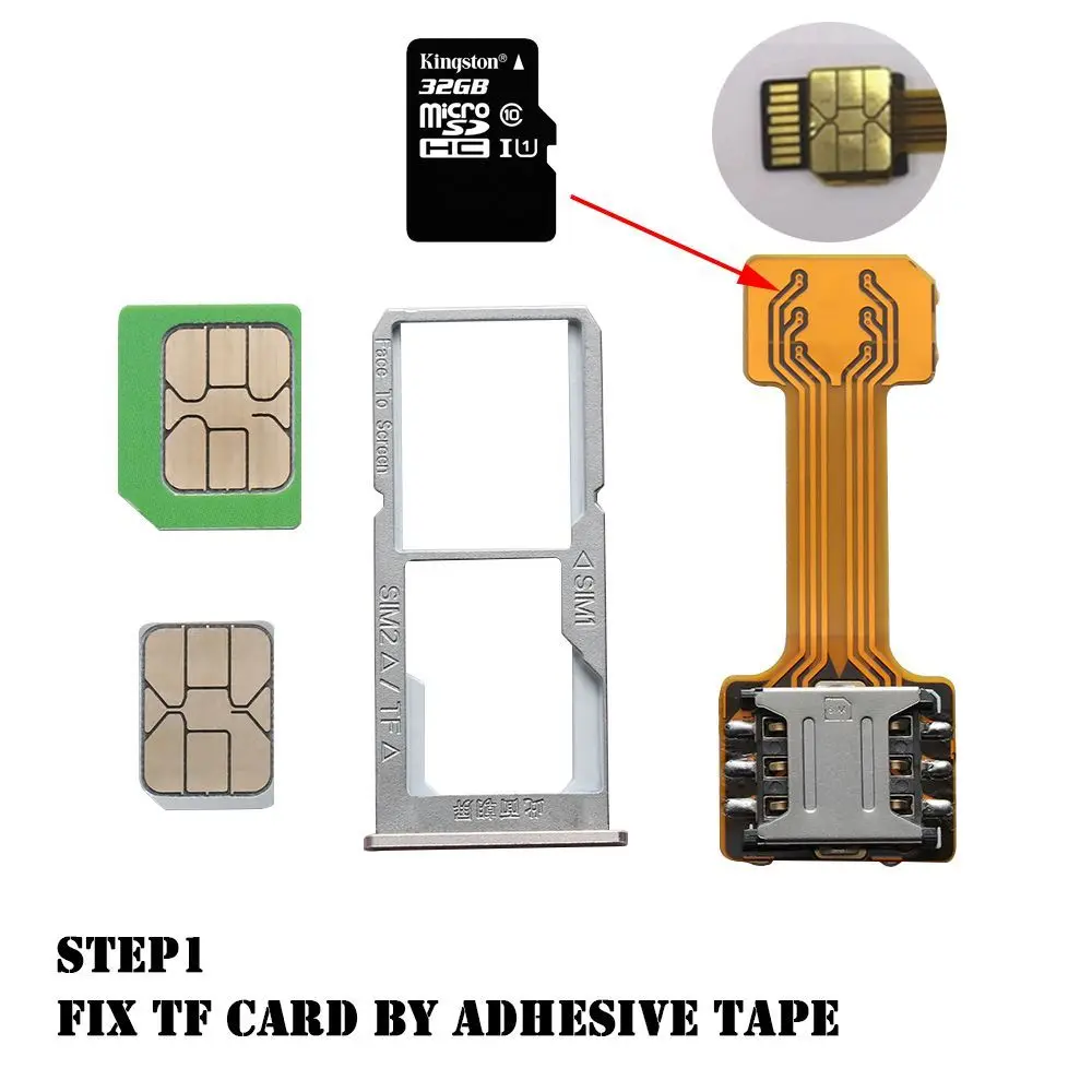 Universal TF Hybrid Sim Slot Dual SIM Card Adapter Micro SD Extender Nano Cato  Android Phone