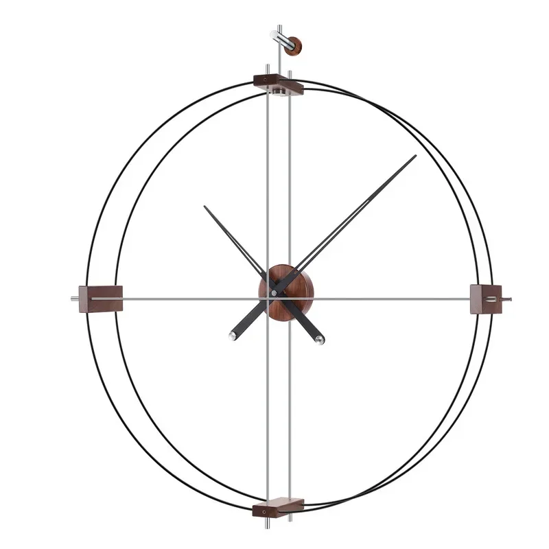 

Minimalist Spain Brass Walnut Copper Luxury Home Creative Decorate Big Double Circle Nordic Wall Clock